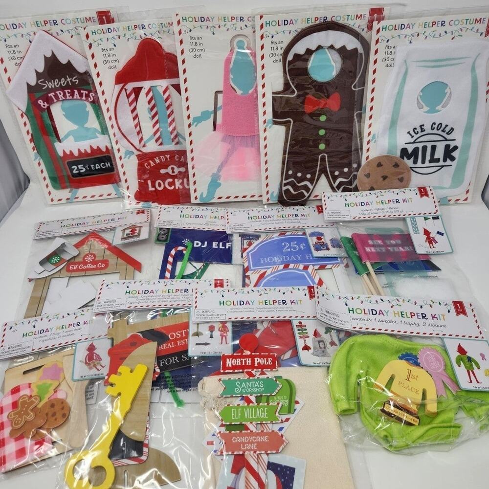 Elf Holiday Helper Costume & Prop Set of 13
